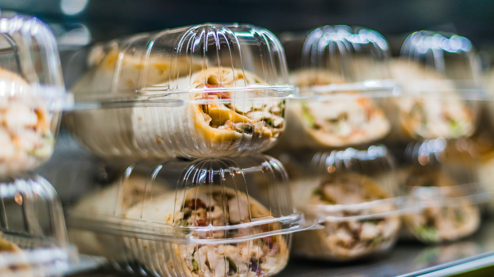 pre-packaged wraps on a shelf